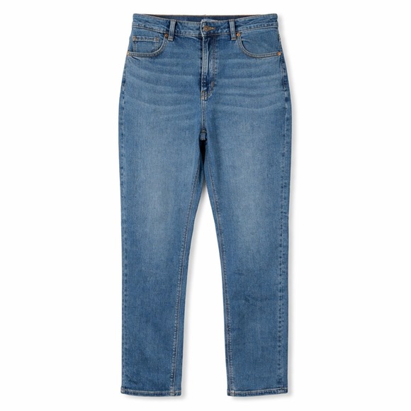 American Eagle Denim - American Eagle High Rise Mom Jeans Stretch Medium Wash 8 Long Slim Leg